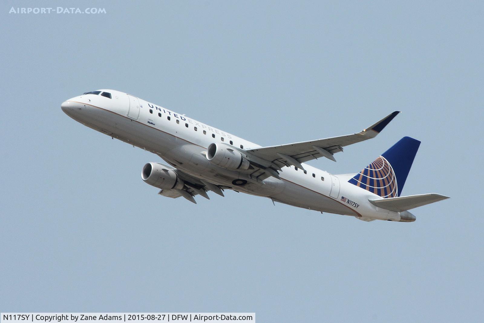 N117SY, 2014 Embraer 175LR (ERJ-170-200LR) C/N 17000416, Departing DFW Airport