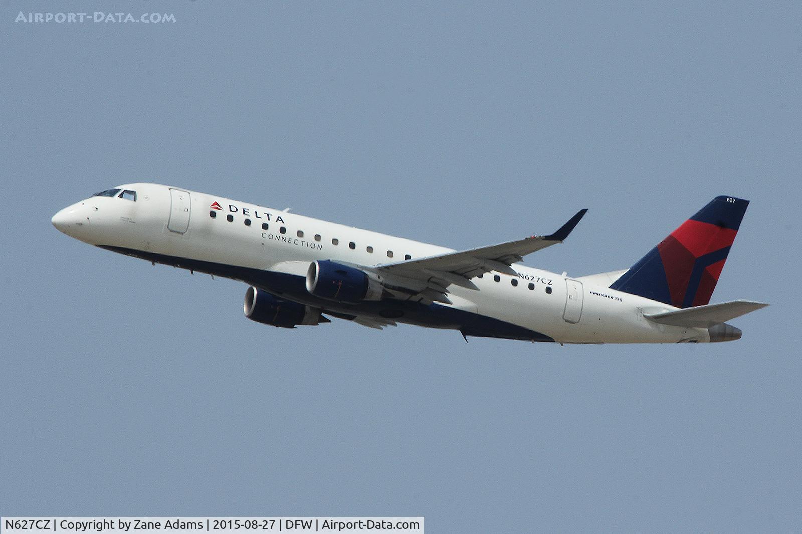 N627CZ, 2008 Embraer 175LR (ERJ-170-200LR) C/N 17000229, Departing DFW Airport