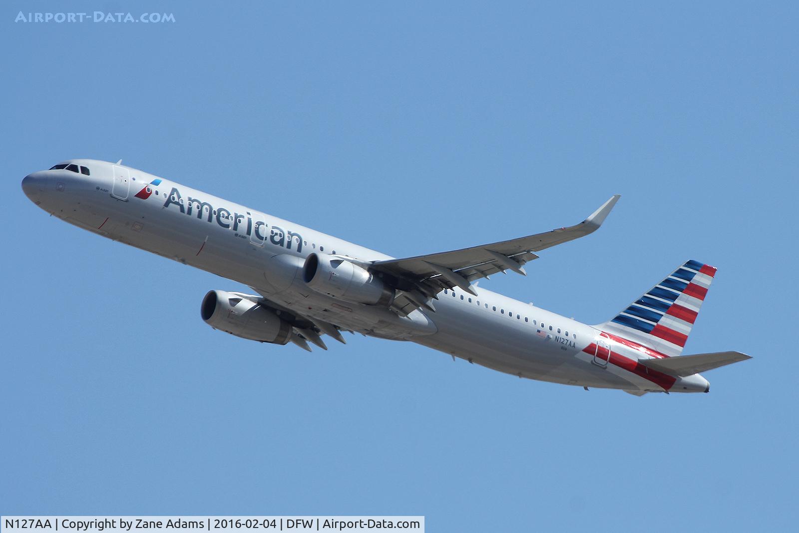 N127AA, 2014 Airbus A321-231 C/N 6334, Departing DFW Airport