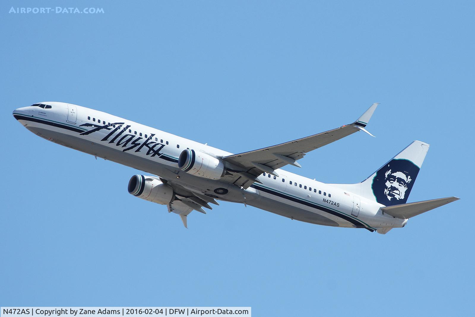 N472AS, 2015 Boeing 737-990/ER C/N 60580, Departing DFW Airport