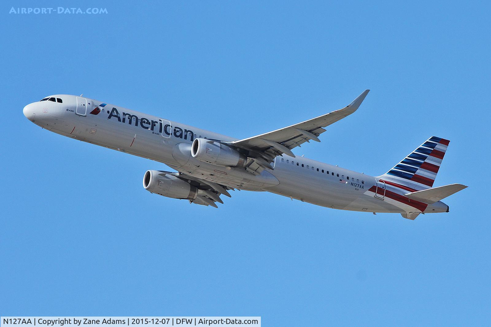N127AA, 2014 Airbus A321-231 C/N 6334, Departing DFW Airport