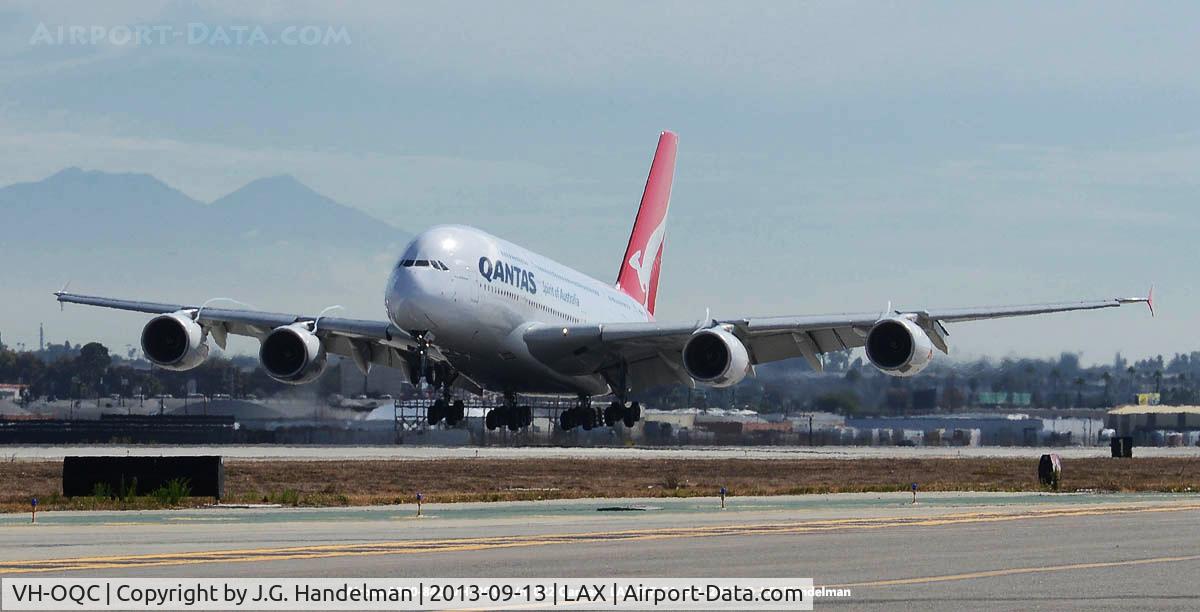 VH-OQC, 2008 Airbus A380-842 C/N 022, At LAX.