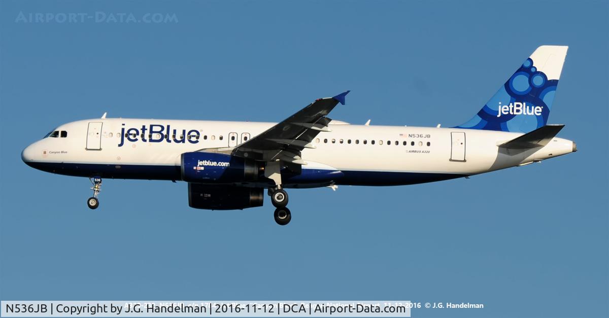 N536JB, 2002 Airbus A320-232 C/N 1784, To DCA.