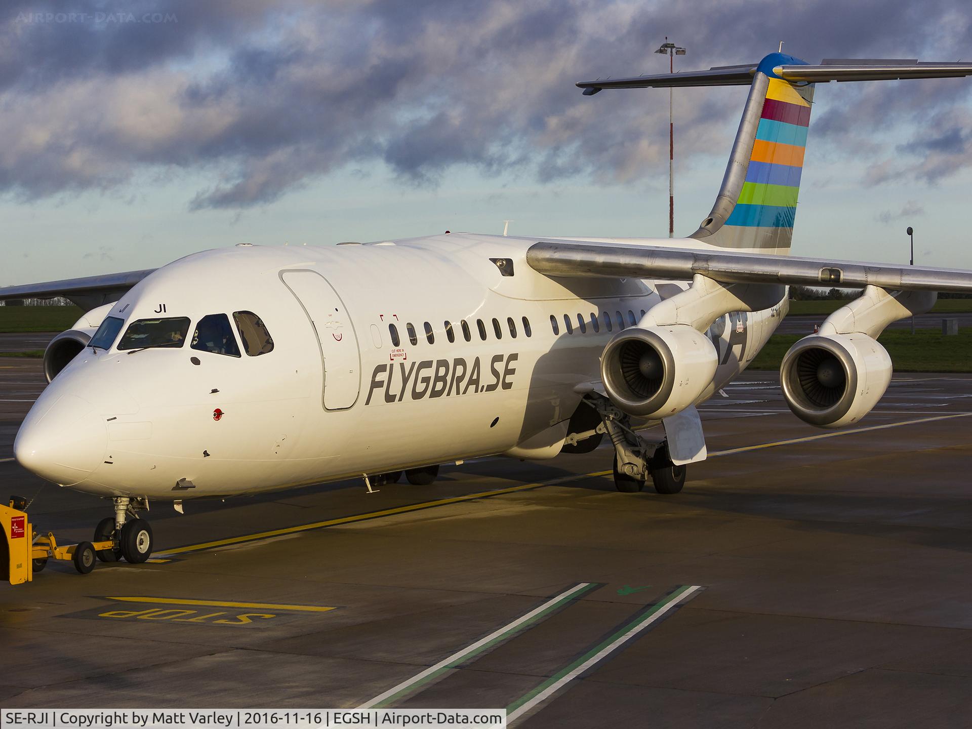 SE-RJI, 1999 British Aerospace Avro 146-RJ100 C/N E3357, About to be pushed back from stand 5 @ NWI in some nice morning light....
