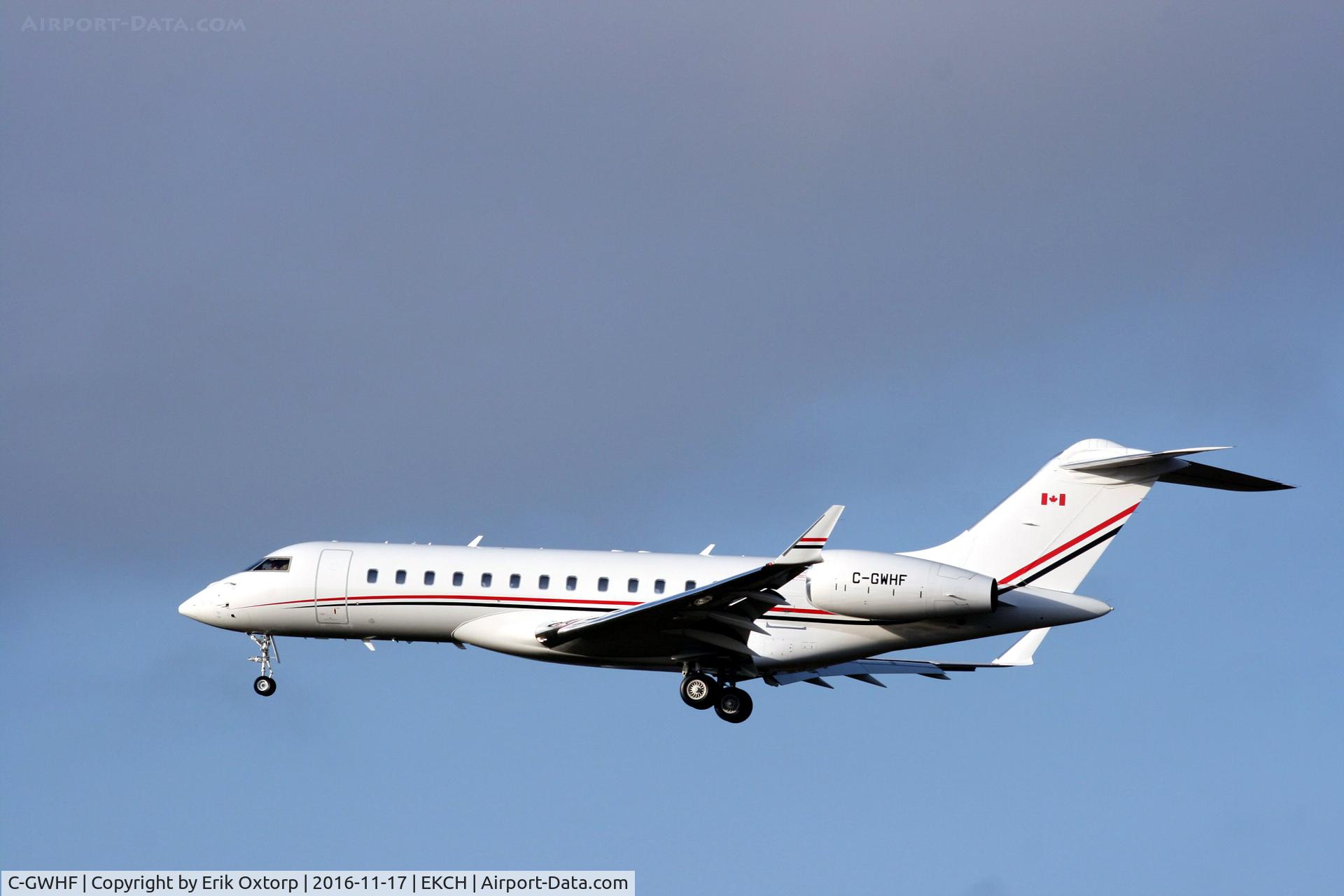 C-GWHF, 2010 Bombardier BD-700-1A10 Global Express XRS C/N 9407, C-GWHF landing rw 22L