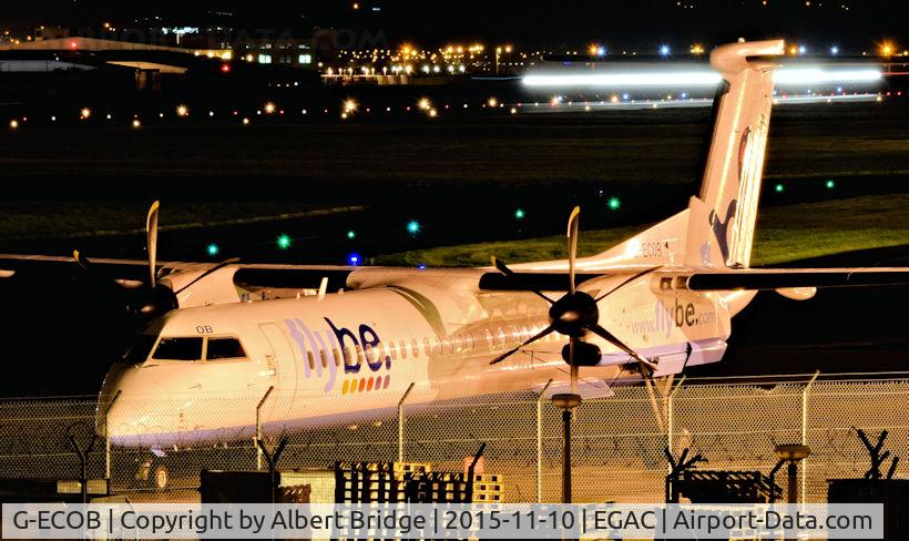 G-ECOB, 2007 De Havilland Canada DHC-8-402Q Dash 8 C/N 4185, A night view at Belfast City.