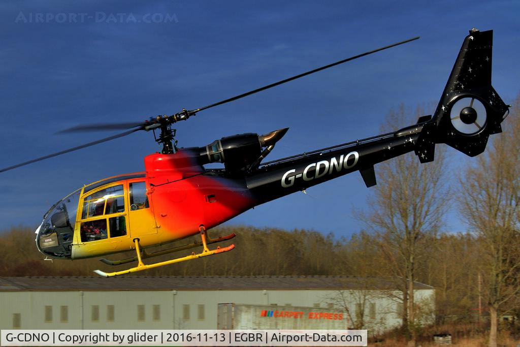 G-CDNO, 1975 Westland SA-341B Gazelle AH1 C/N 1385, Colourful and welcome visitor
