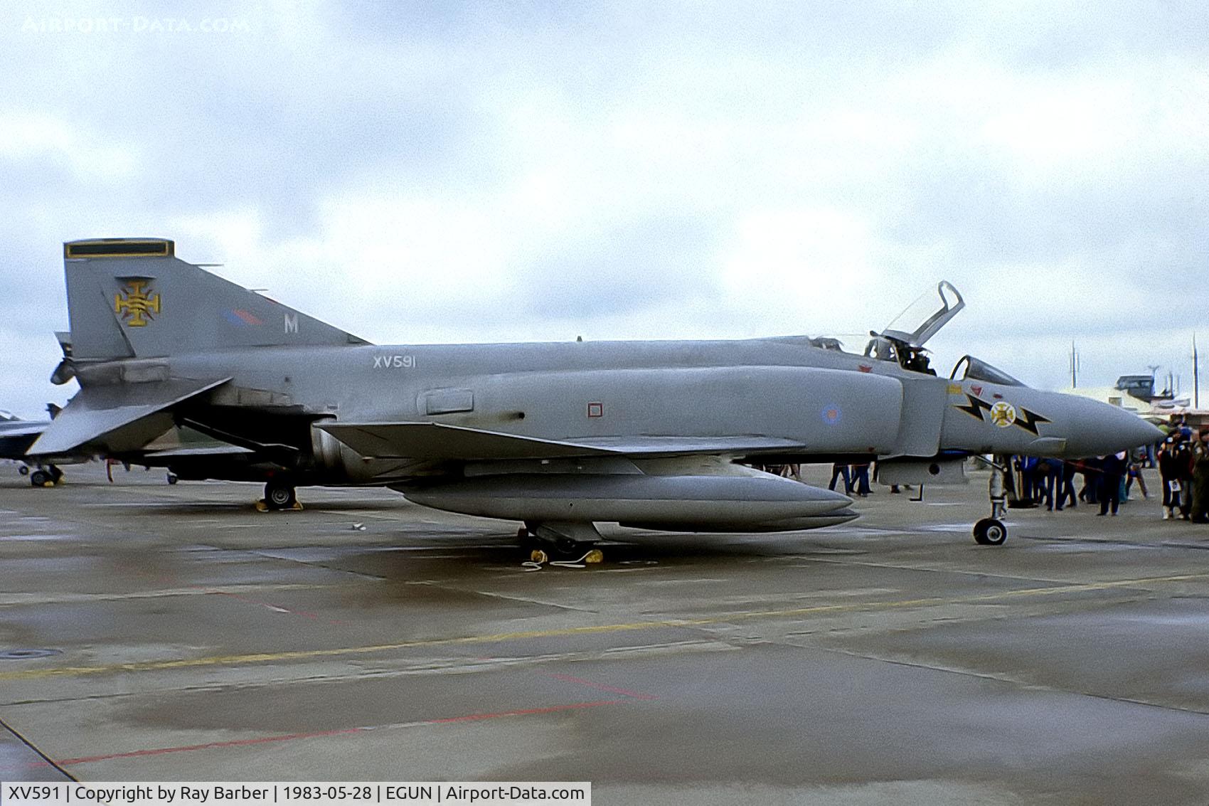 XV591, 1969 McDonnell Douglas Phantom FG1 C/N 3409/0049, McDonnell-Douglas F-4K Phantom FG.1 [3409] (Royal Air Force) RAF Mildenhall~G 28/05/1983. From a slide.