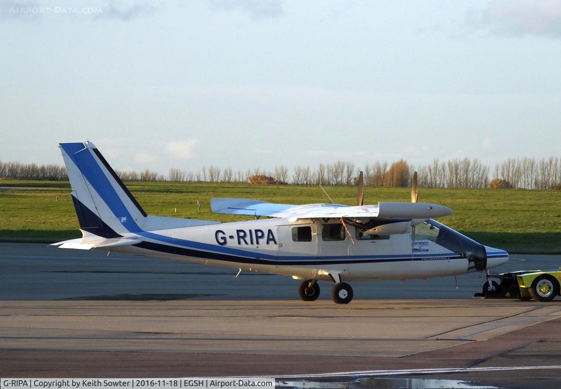 G-RIPA, 2003 Partenavia P-68 Observer C/N 423-23-OB2, Under tow