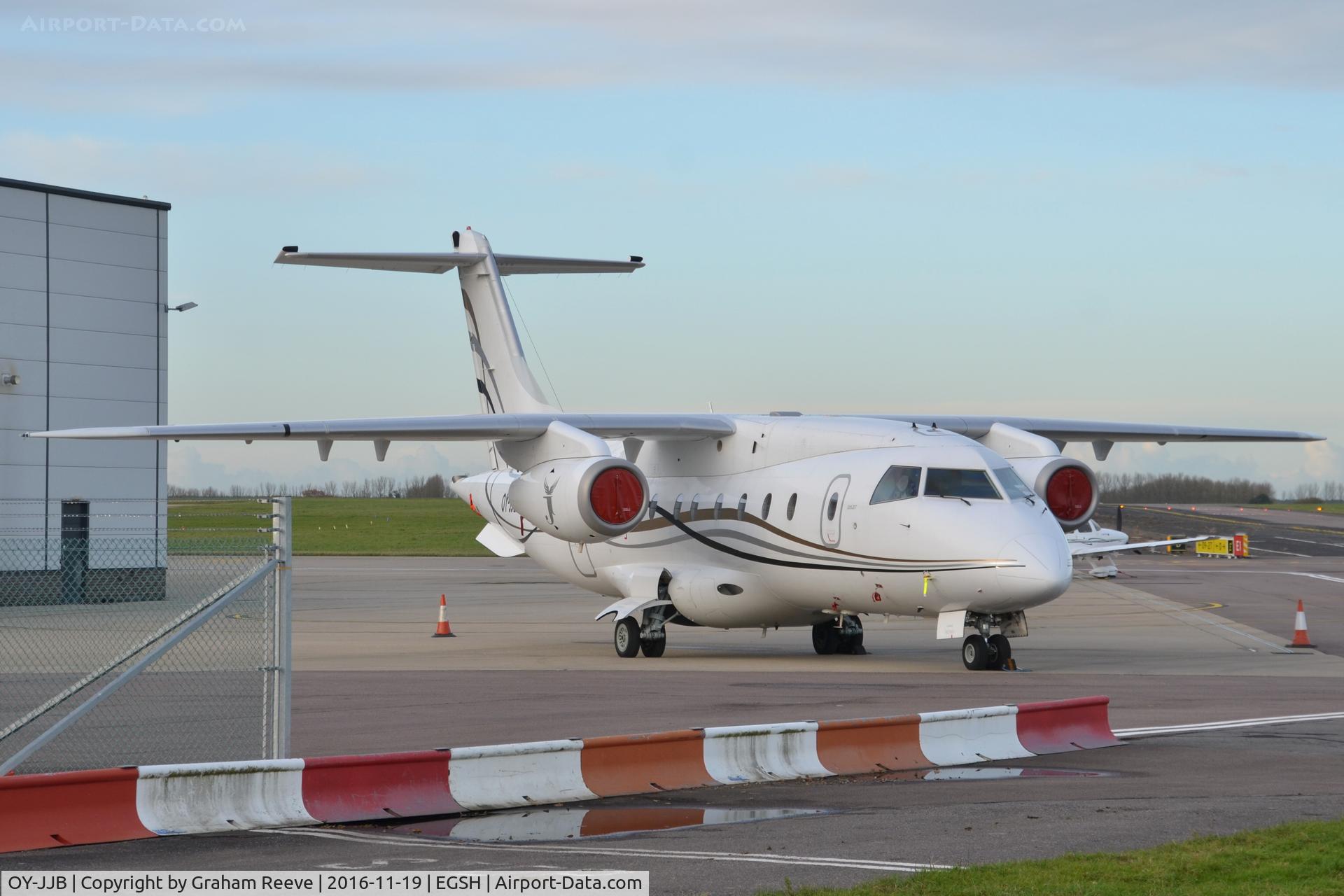 OY-JJB, 2002 Fairchild Dornier 328-300 328JET C/N 3199, Parked at Norwich.