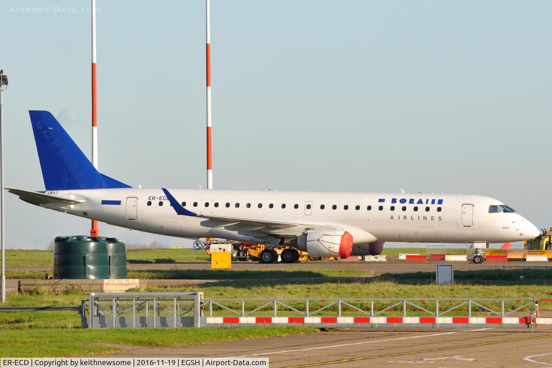 ER-ECD, 2009 Embraer 190AR (ERJ-190-100IGW) C/N 19000310, Formerly PH-IAM with crudely over painted titles.