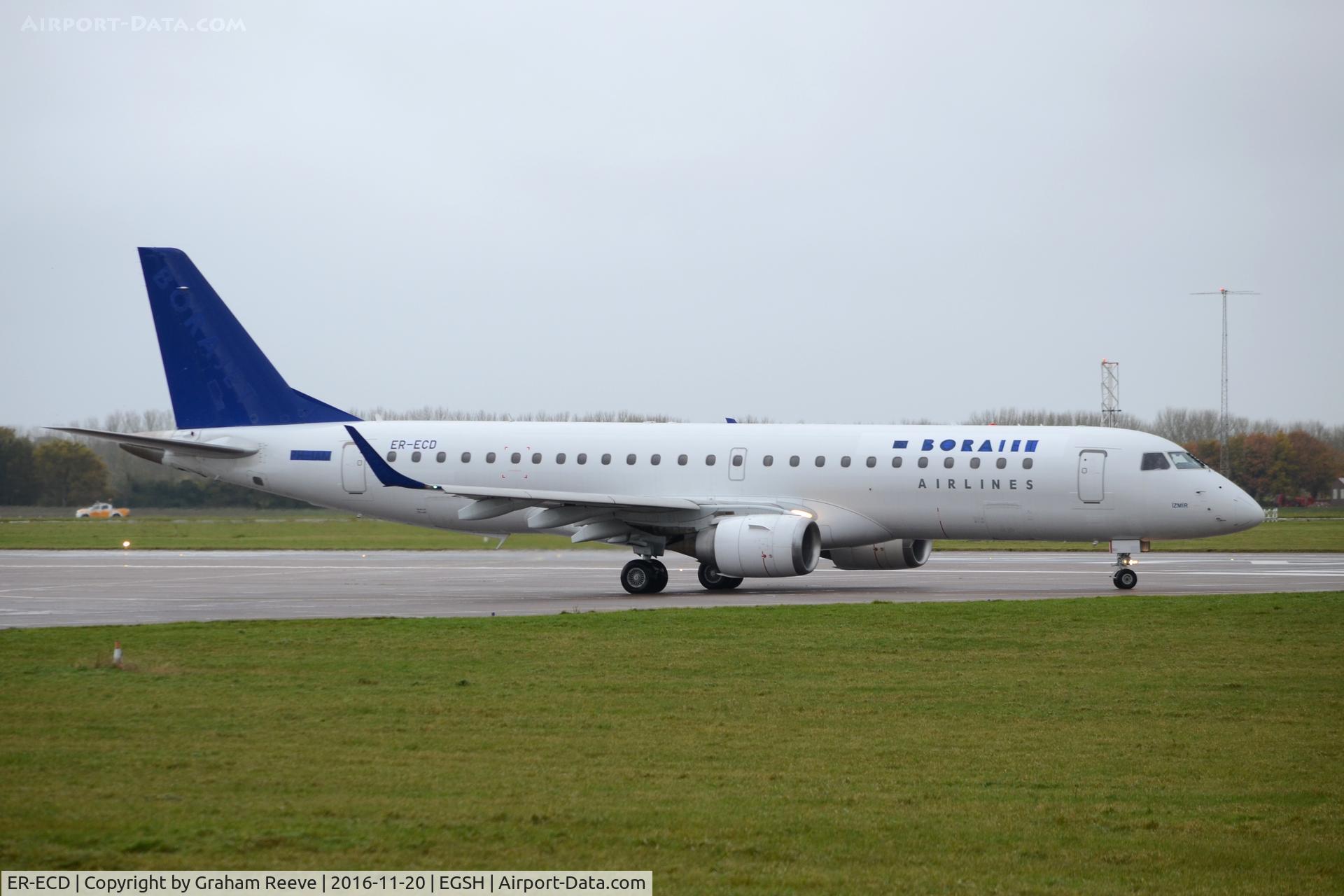 ER-ECD, 2009 Embraer 190AR (ERJ-190-100IGW) C/N 19000310, Departing from Norwich.