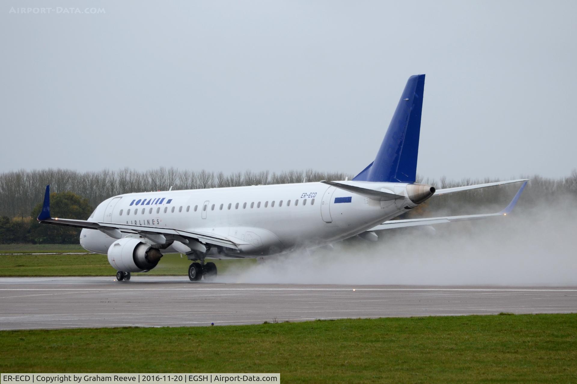 ER-ECD, 2009 Embraer 190AR (ERJ-190-100IGW) C/N 19000310, Departing from Norwich.