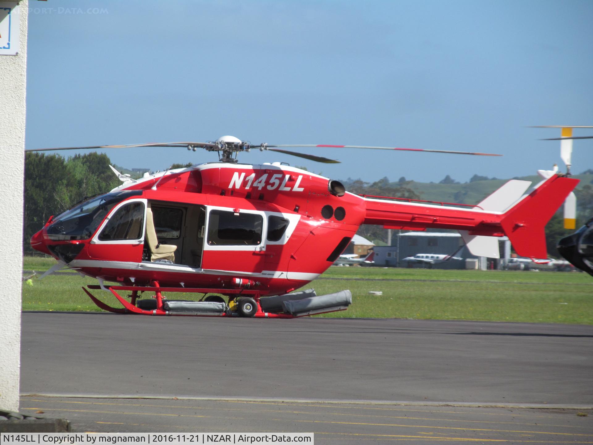 N145LL, Eurocopter-Kawasaki EC-145 (BK-117C-2) C/N 9574, at Ardmore for attention - off super yacht in harbour