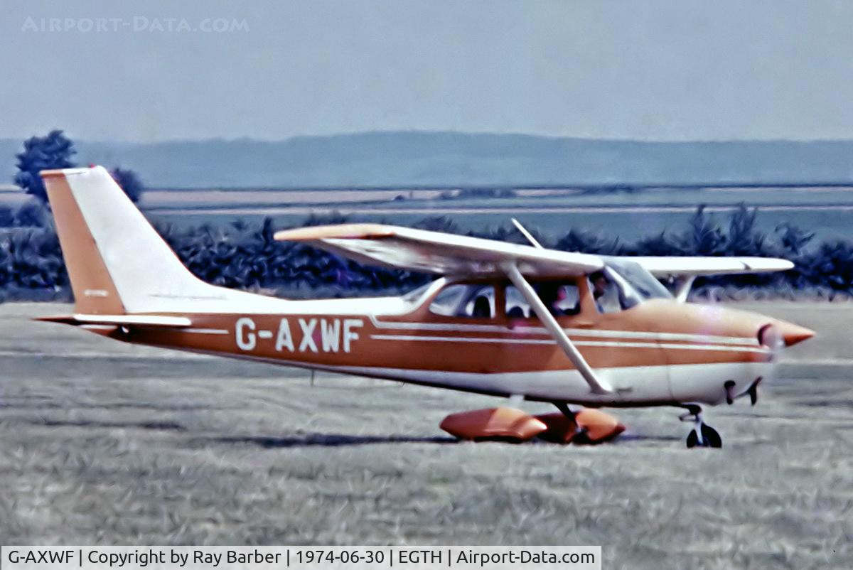 G-AXWF, 1970 Reims F172H Skyhawk C/N 0697, R/Cessna F.172H Skyhawk [0697] Old Warden~G 30/06/1974. From a slide.