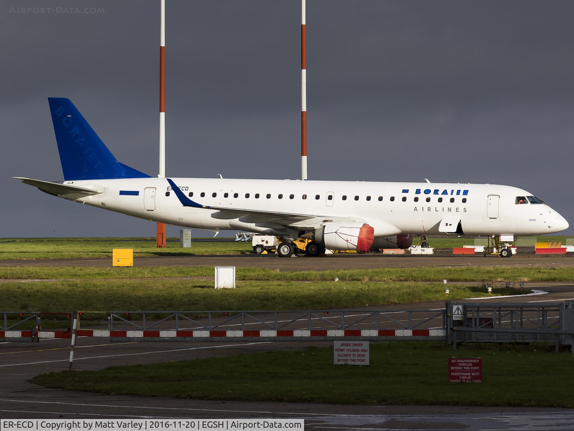 ER-ECD, 2009 Embraer 190AR (ERJ-190-100IGW) C/N 19000310, Sat on stand 9 @ NWI in brief moment of sun.....