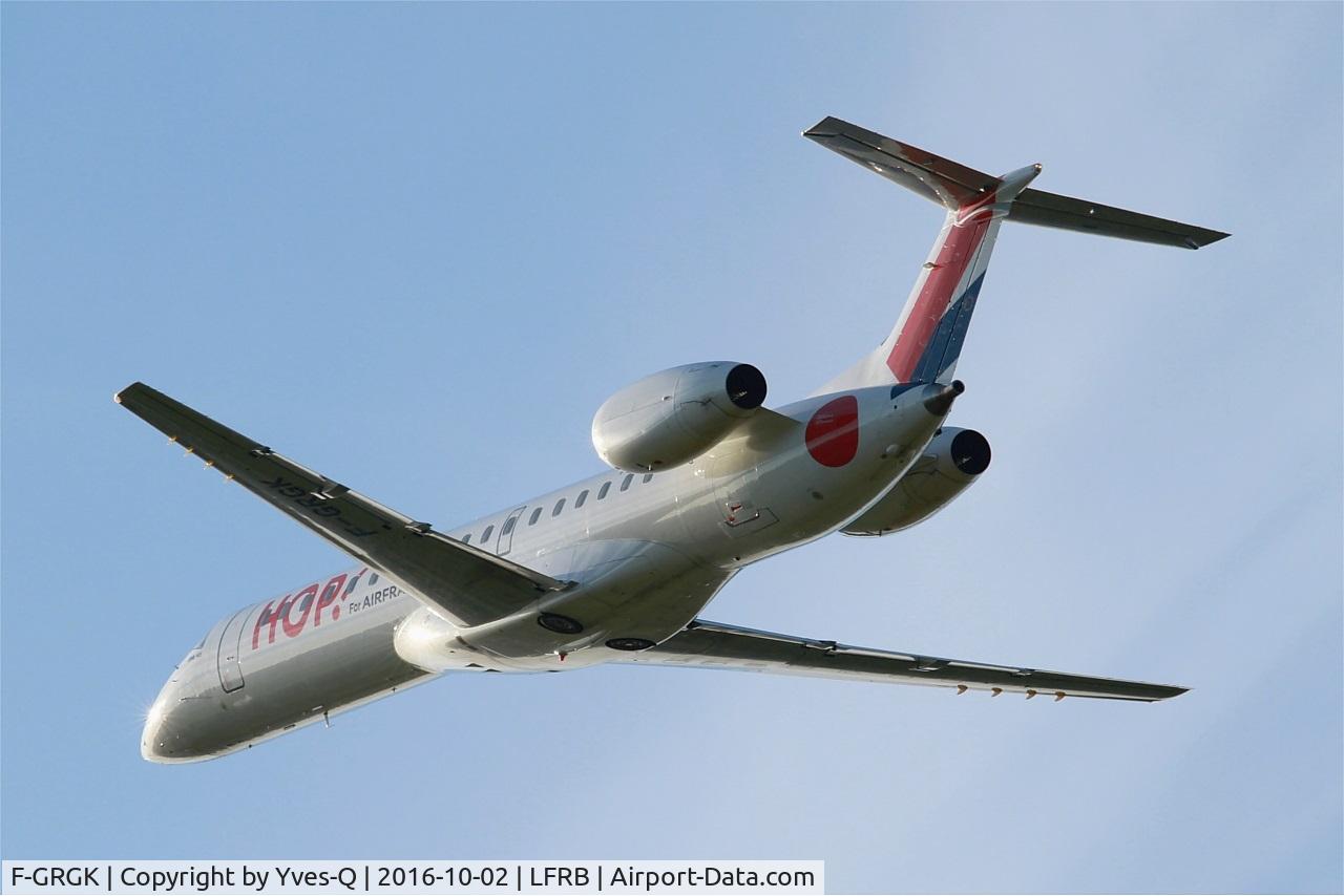 F-GRGK, 2000 Embraer EMB-145EU (ERJ-145EU) C/N 145324, Embraer EMB-145EU, Take off rwy 25L, Brest-Bretagne airport (LFRB-BES)