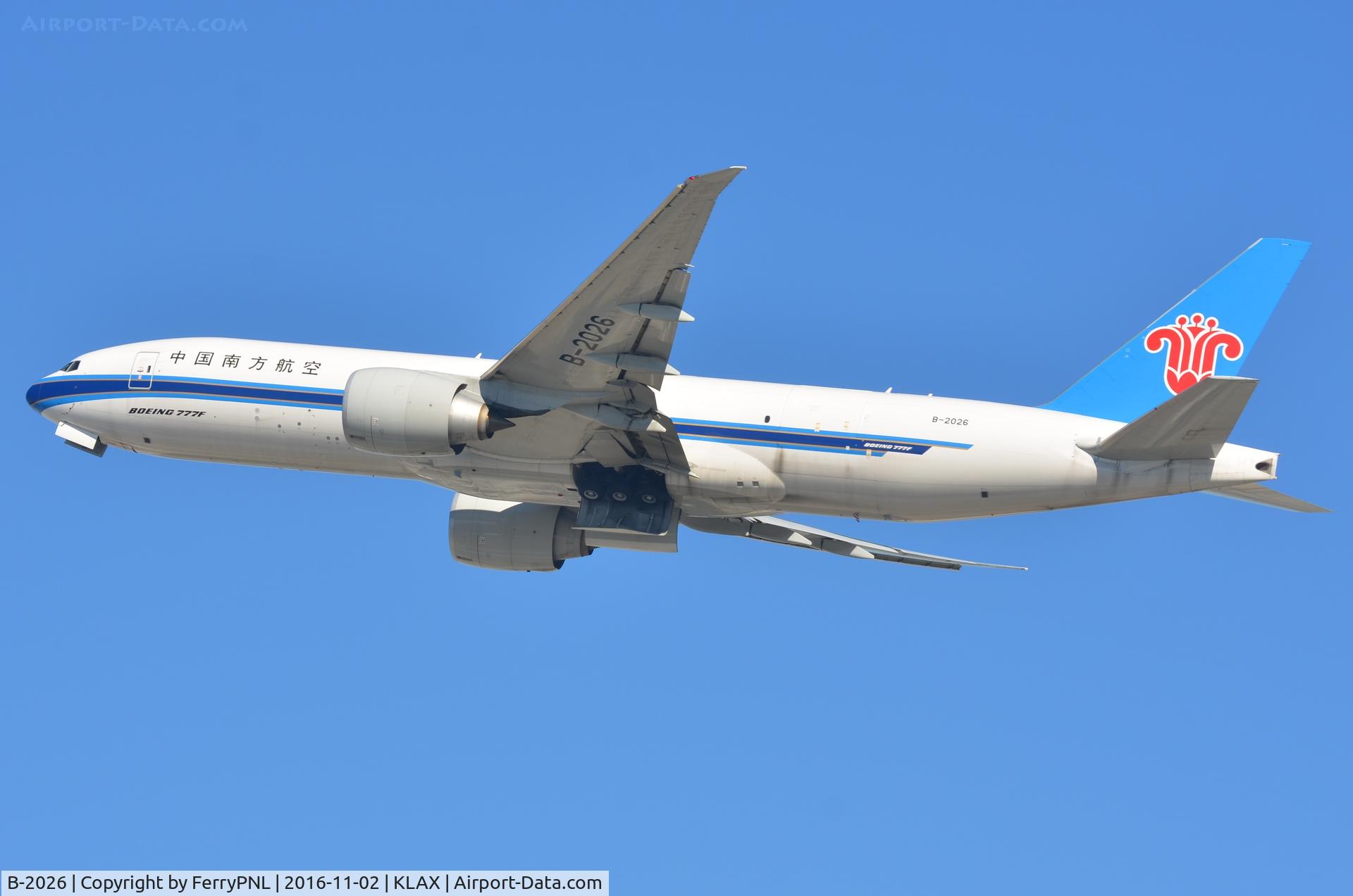 B-2026, 2015 Boeing 777-F1B C/N 41635, China Southern B772 freighter lifting-off.