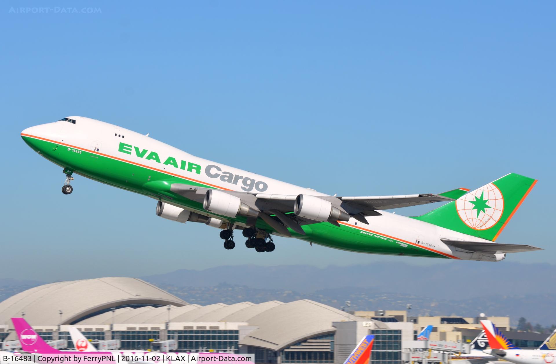 B-16483, 2002 Boeing 747-45EF (SCD) C/N 30609, Eva B744F departing LAX