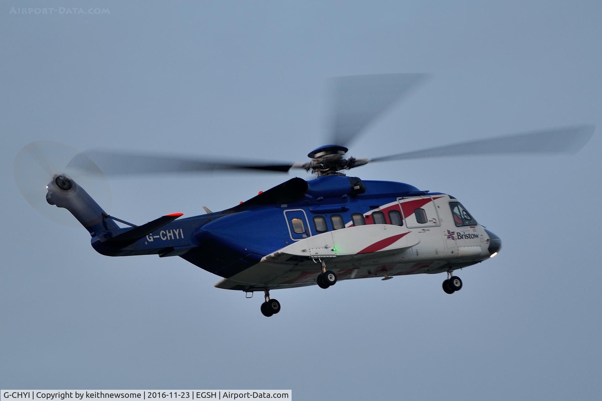 G-CHYI, 2013 Sikorsky S-92A C/N 920197, Evening arrival.