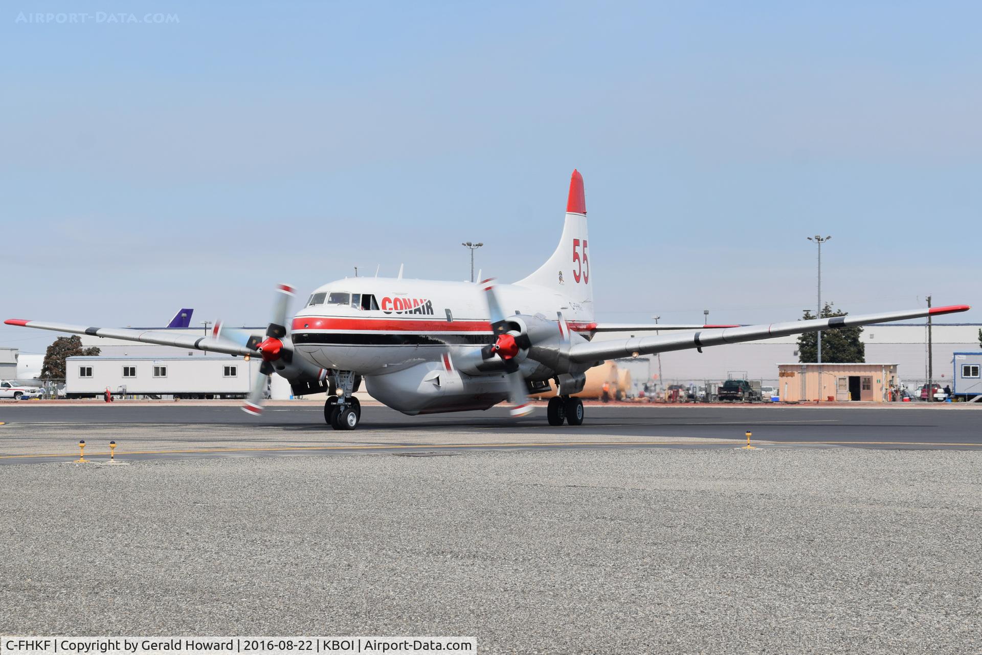 C-FHKF, 1955 Convair CV-440-12 (CV-580) C/N 374, Taxing out of NIFC ramp after slurry refill.