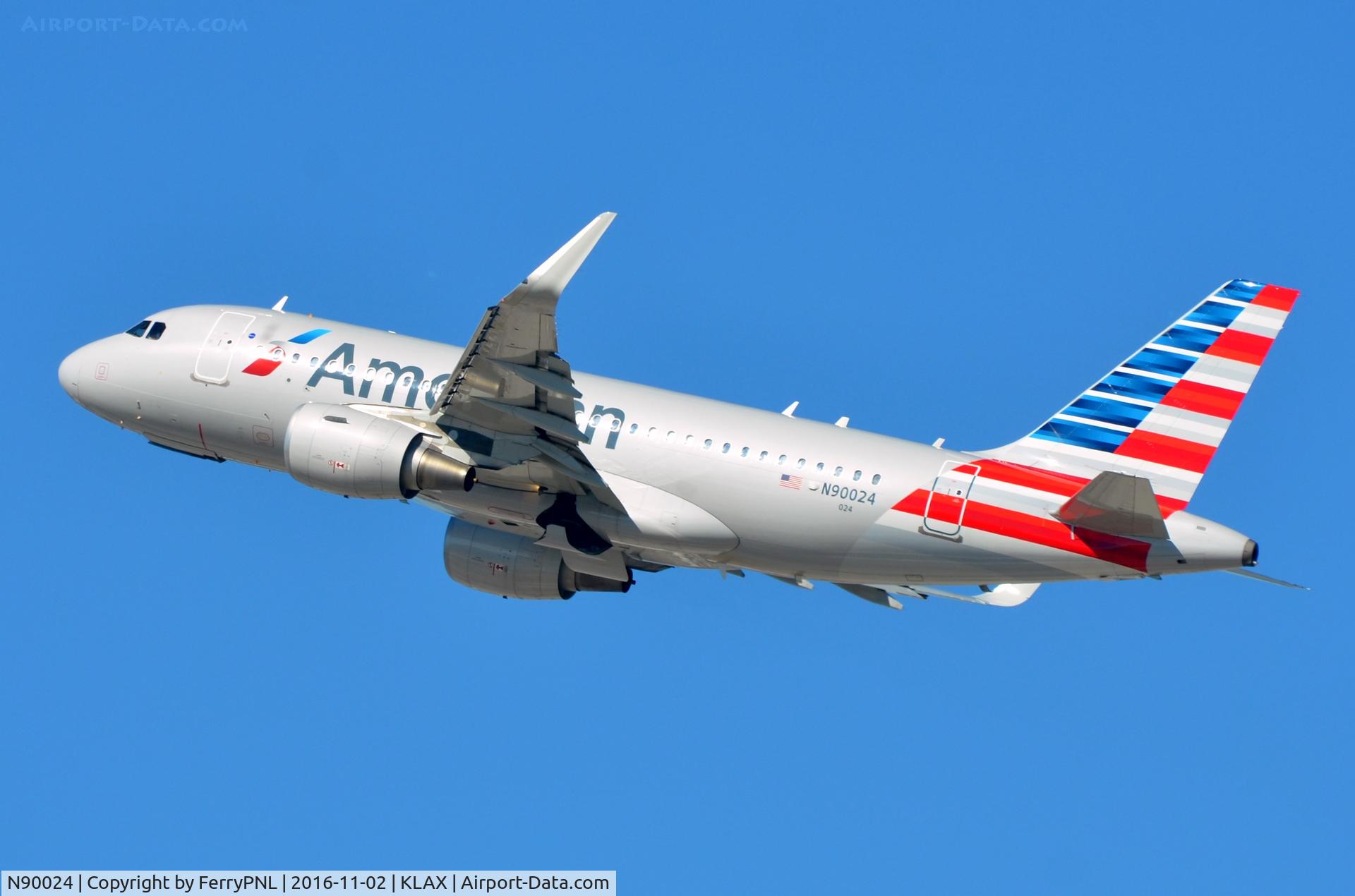 N90024, 2014 Airbus A319-115 C/N 6384, American A319 departing LAX