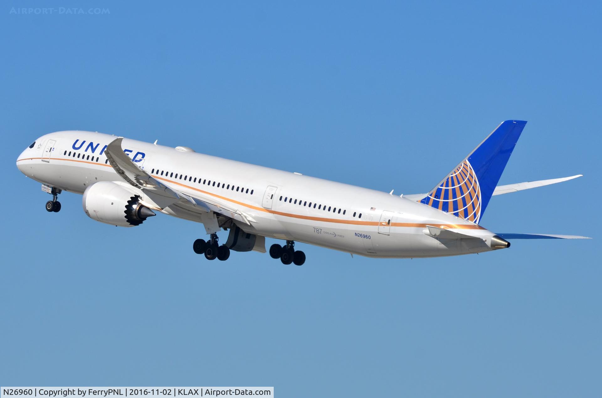 N26960, 2015 Boeing 787-9 Dreamliner Dreamliner C/N 36408, United B789 disappearing over the Pacific.