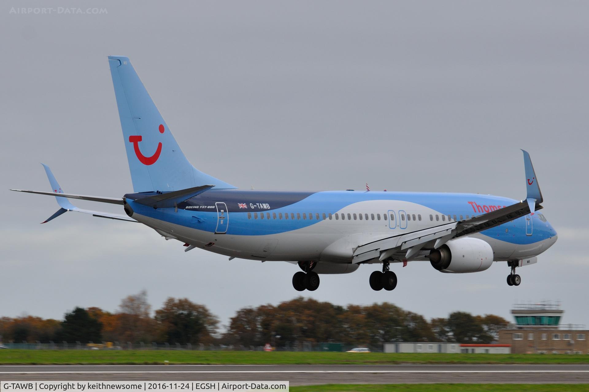G-TAWB, 2012 Boeing 737-8K5 C/N 37242, Arriving for paint work.