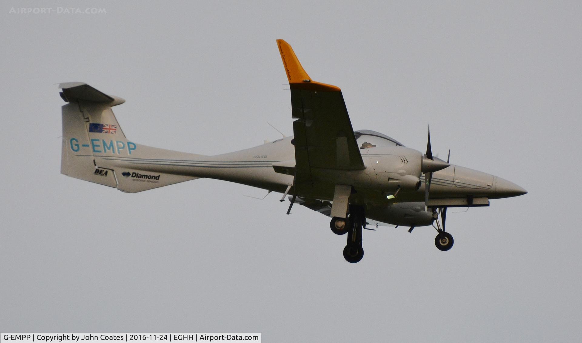 G-EMPP, 2008 Diamond DA-42MPP Guardian Twin Star C/N 42-M011, Arriving from Retford Gamston