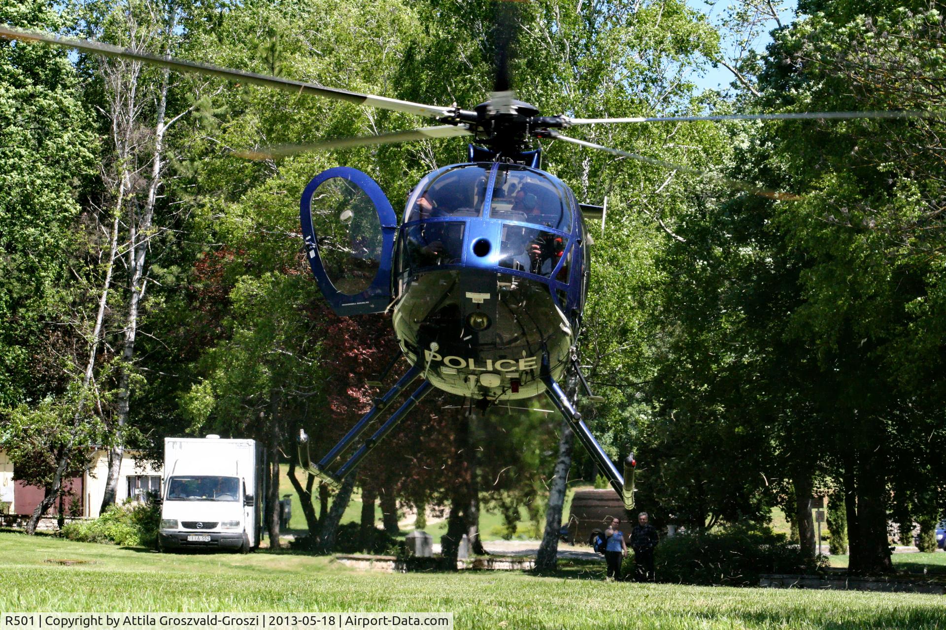 R501, 1989 McDonnell Douglas MD-500E (369E) C/N 0367E, Police officers' school open day. Csopak, Hungary.