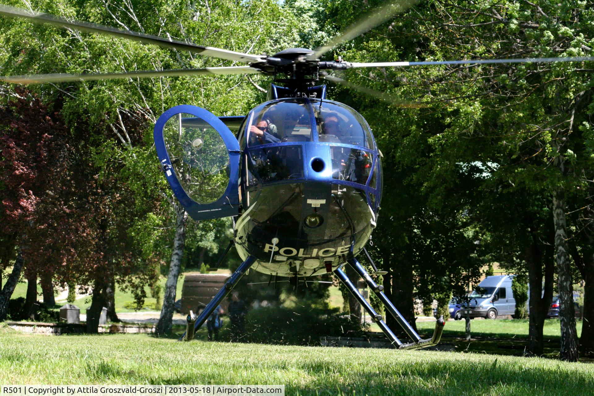 R501, 1989 McDonnell Douglas MD-500E (369E) C/N 0367E, Police officers' school open day. Csopak, Hungary.
