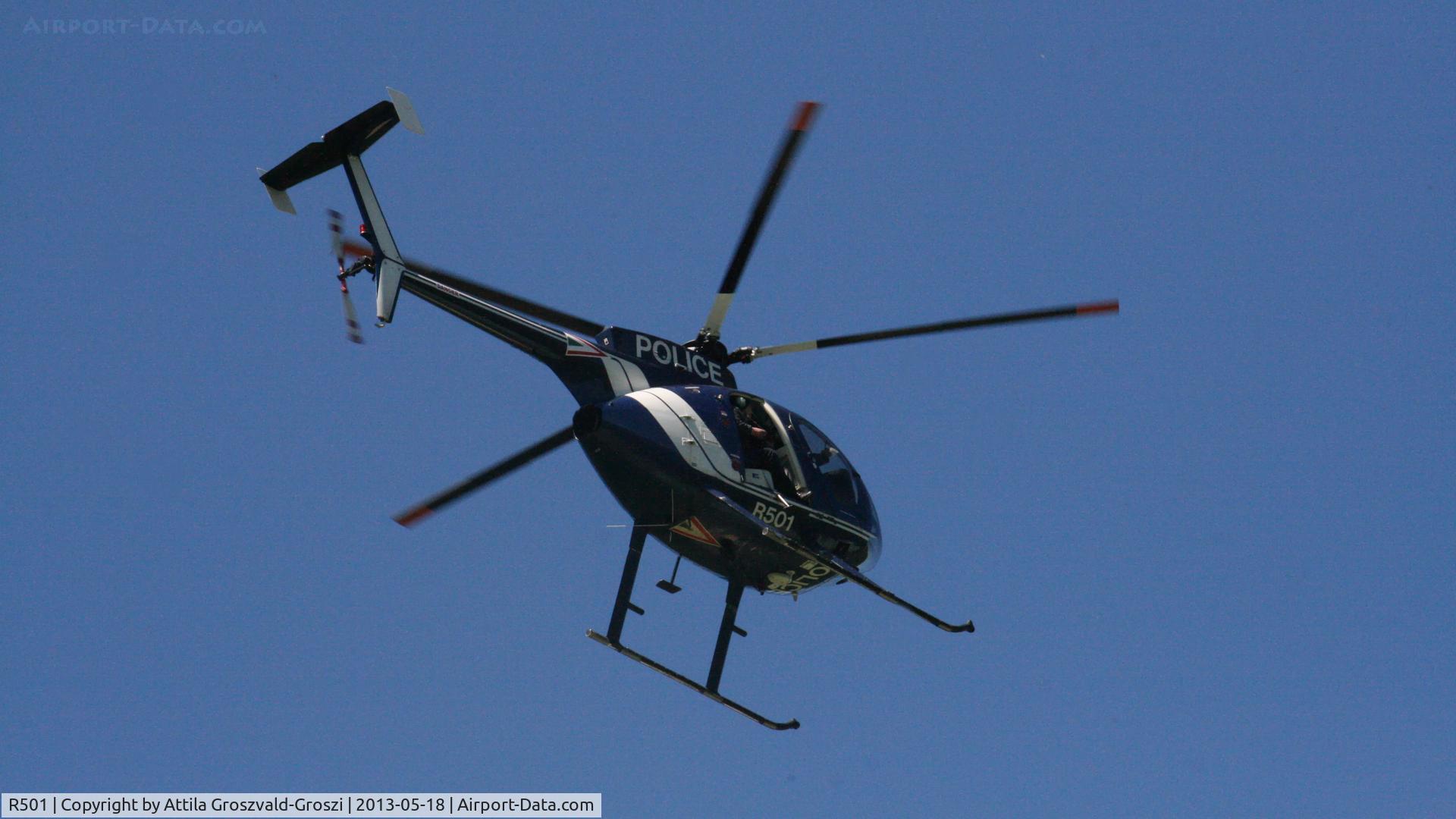 R501, 1989 McDonnell Douglas MD-500E (369E) C/N 0367E, Police officers' school open day. Csopak, Hungary.
