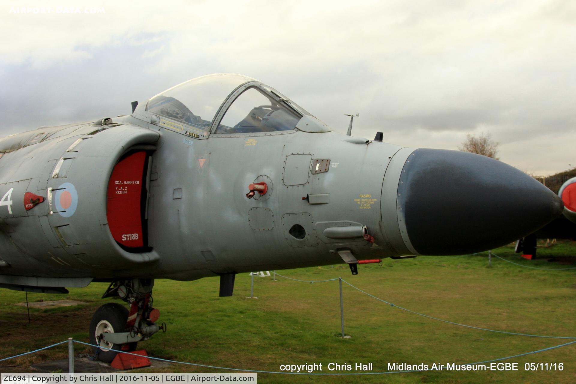ZE694, 1988 British Aerospace Sea Harrier F/A.2 C/N B53/P28, preserved at the Midland Air Museum
