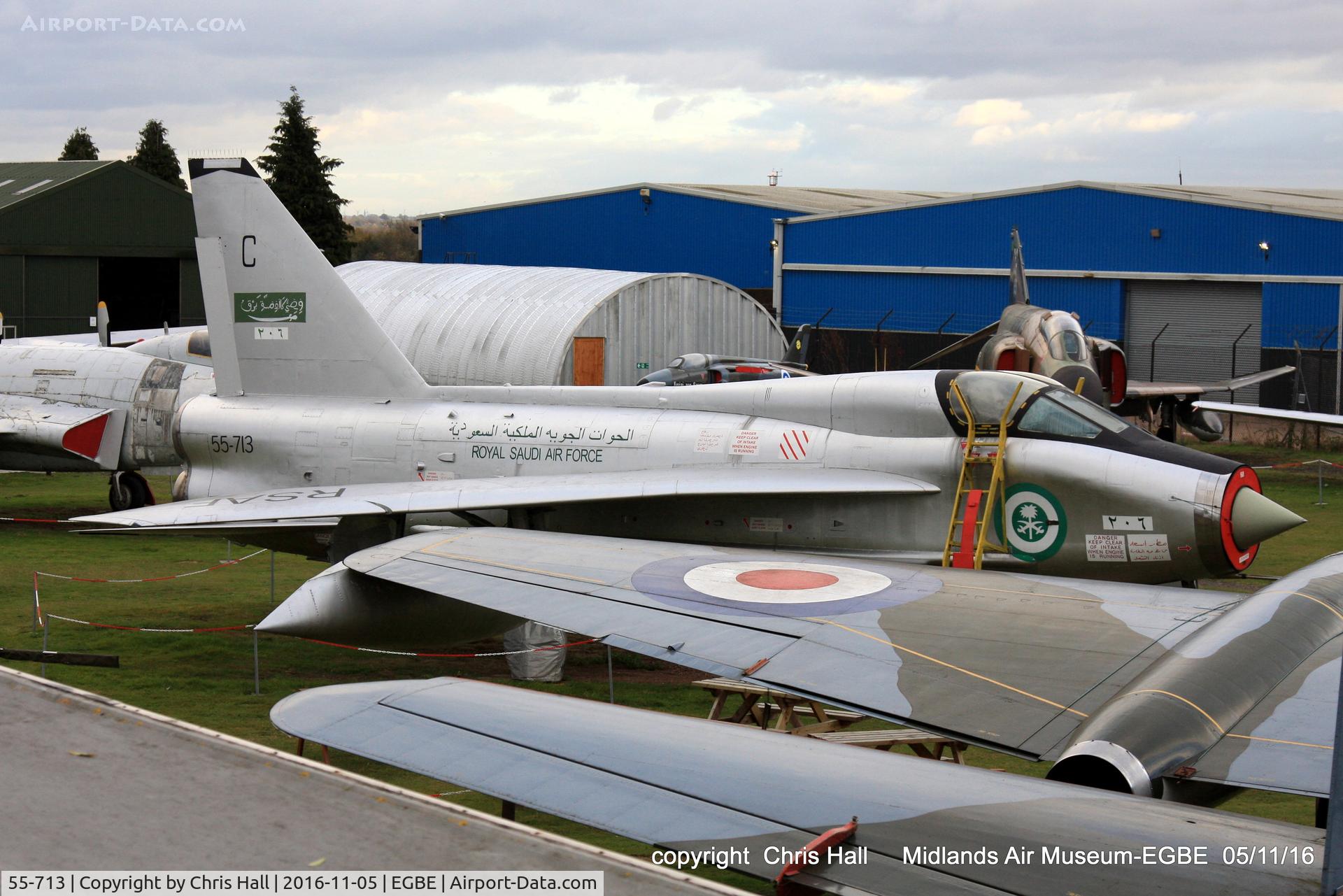 55-713, English Electric Lightning T.55 C/N 95026, preserved at the Midland Air Museum