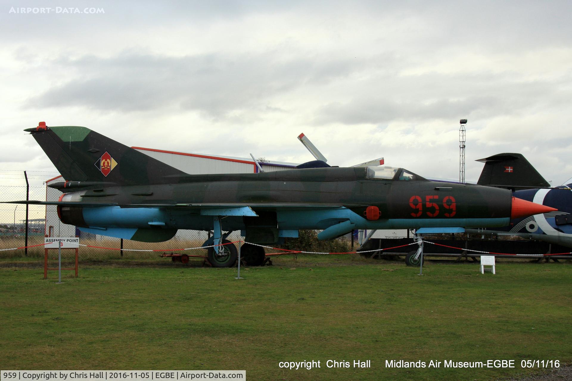 959, 1968 Mikoyan-Gurevich MiG-21SPS C/N 94A6503, preserved at the Midland Air Museum