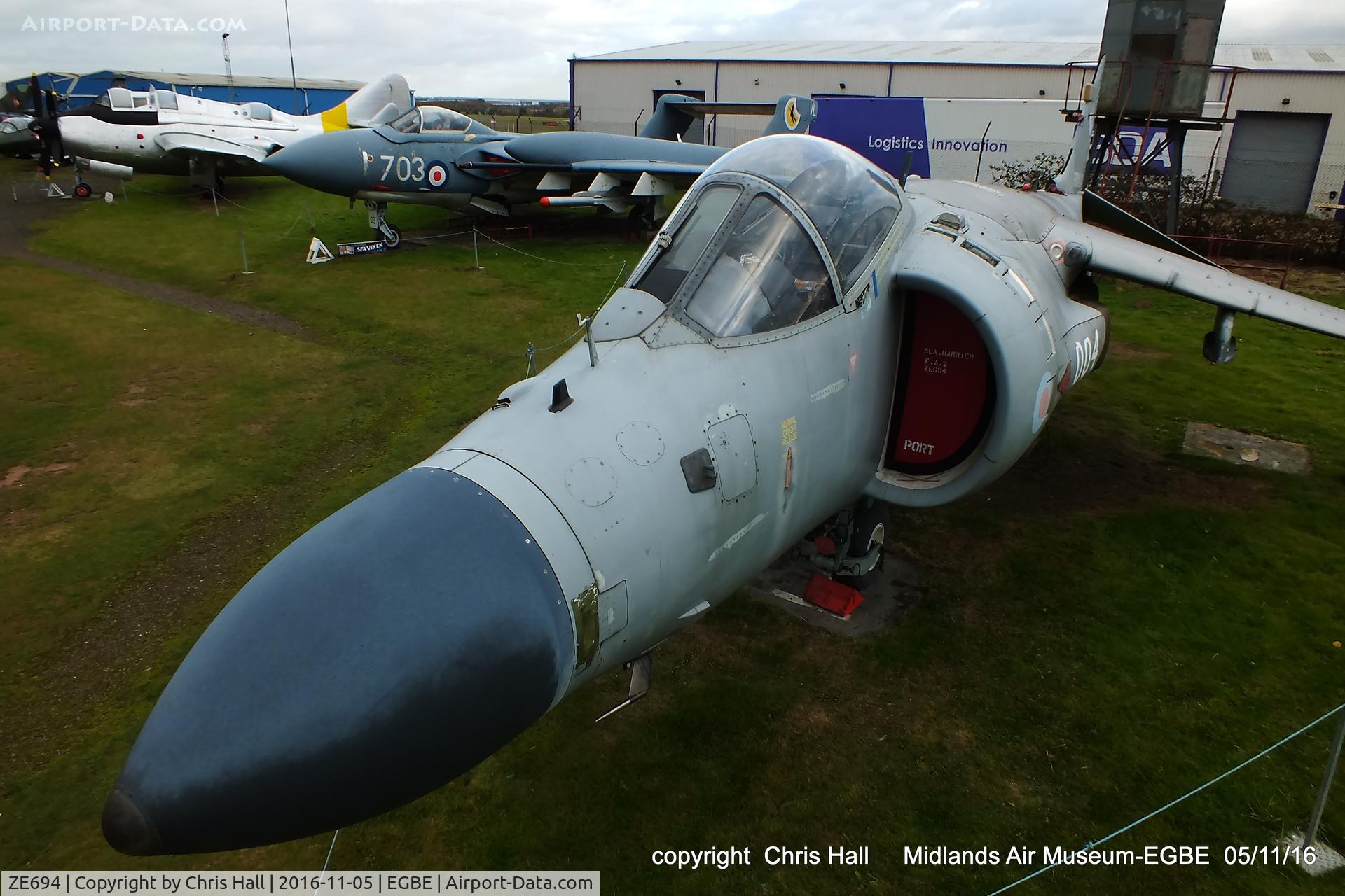 ZE694, 1988 British Aerospace Sea Harrier F/A.2 C/N B53/P28, preserved at the Midland Air Museum