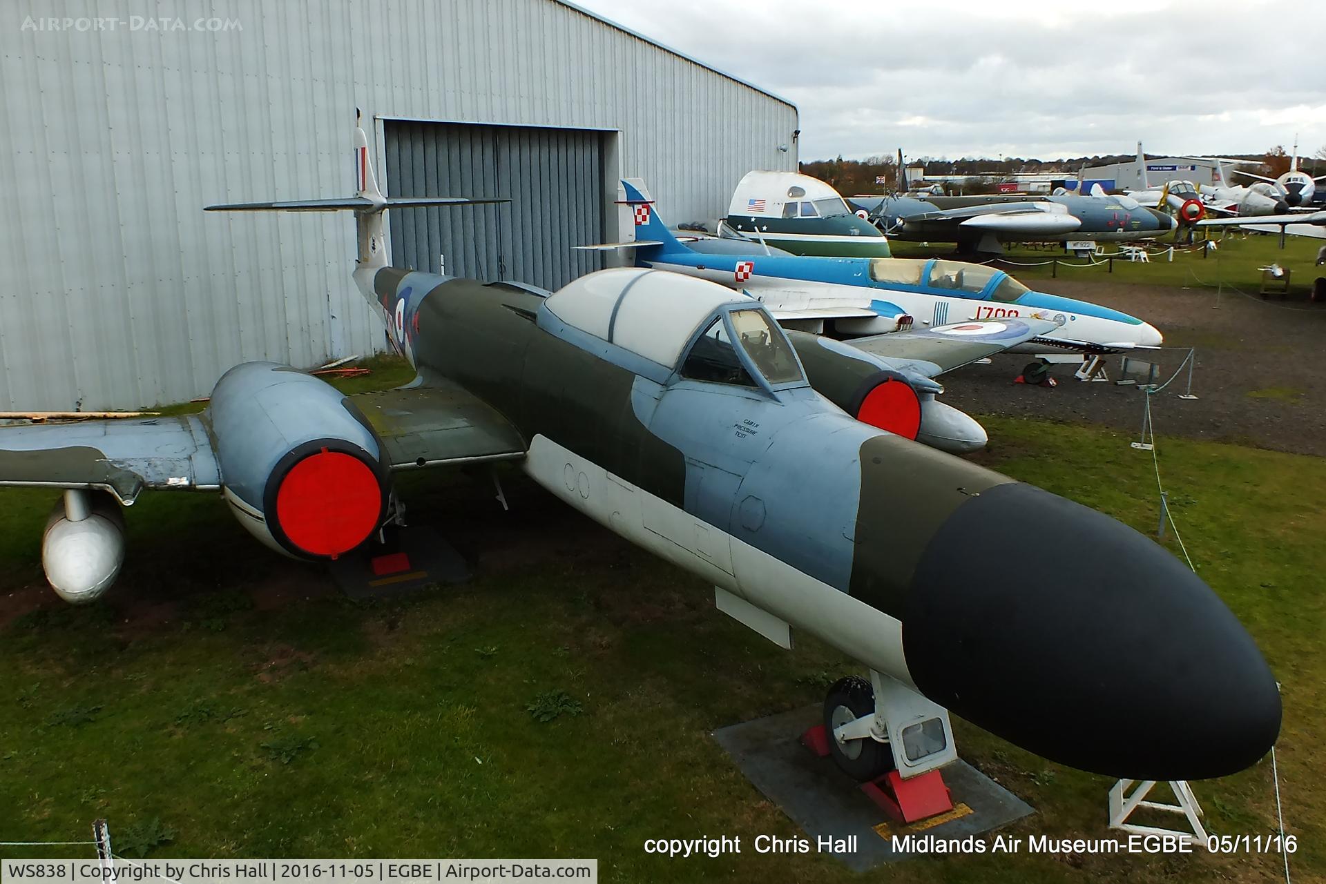 WS838, 1954 Gloster Meteor NF.14 C/N Not found WS838, preserved at the Midland Air Museum