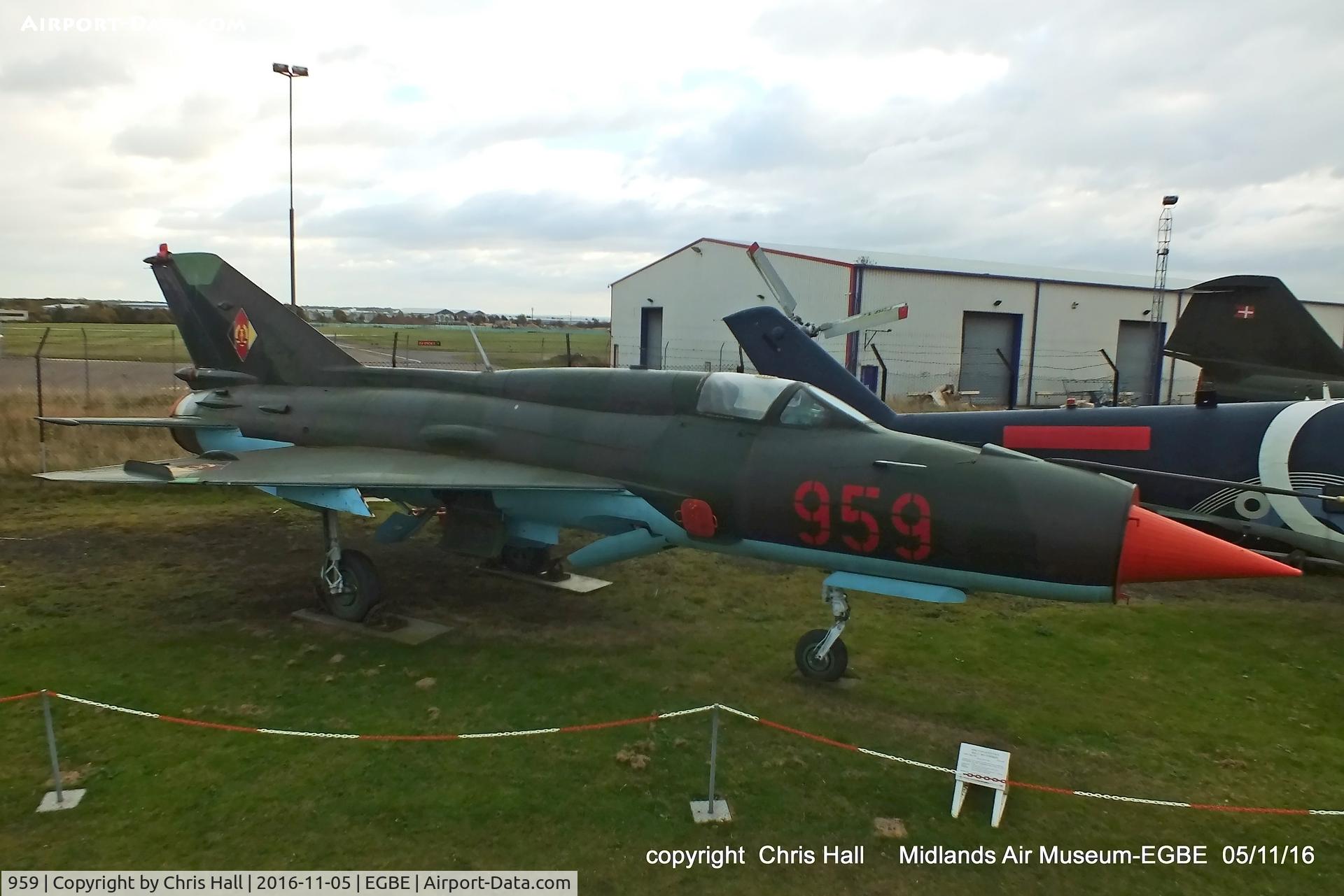 959, 1968 Mikoyan-Gurevich MiG-21SPS C/N 94A6503, preserved at the Midland Air Museum