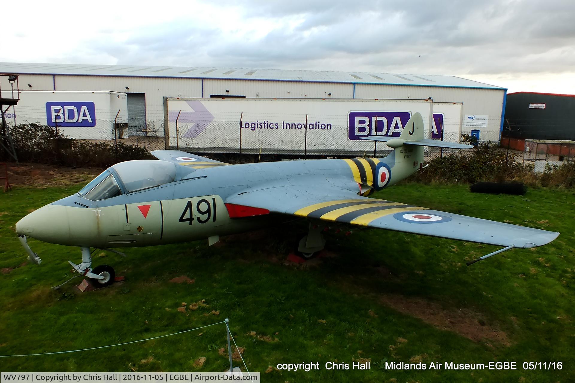 WV797, Hawker Sea Hawk FGA.6 C/N 6058, preserved at the Midland Air Museum