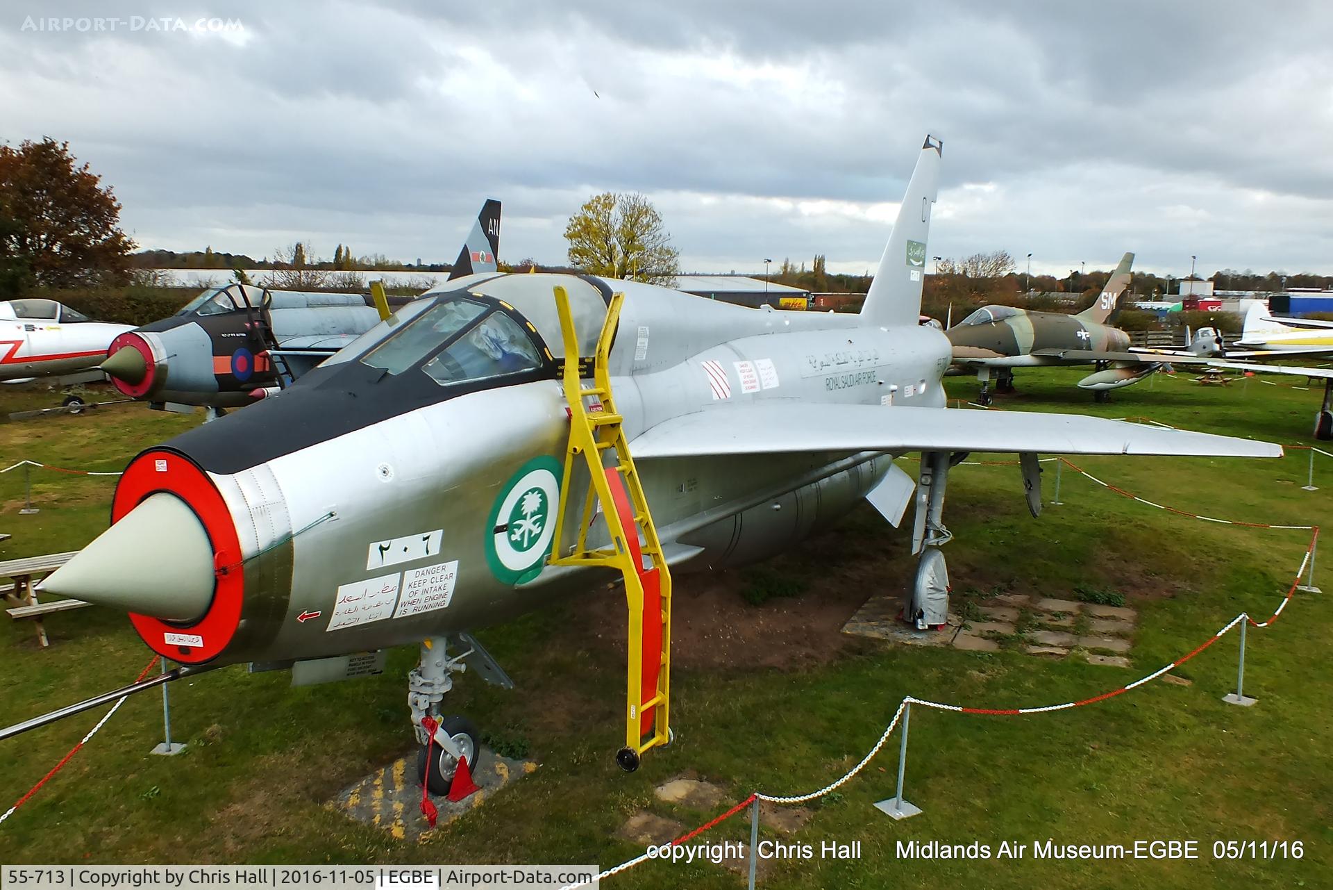 55-713, English Electric Lightning T.55 C/N 95026, preserved at the Midland Air Museum