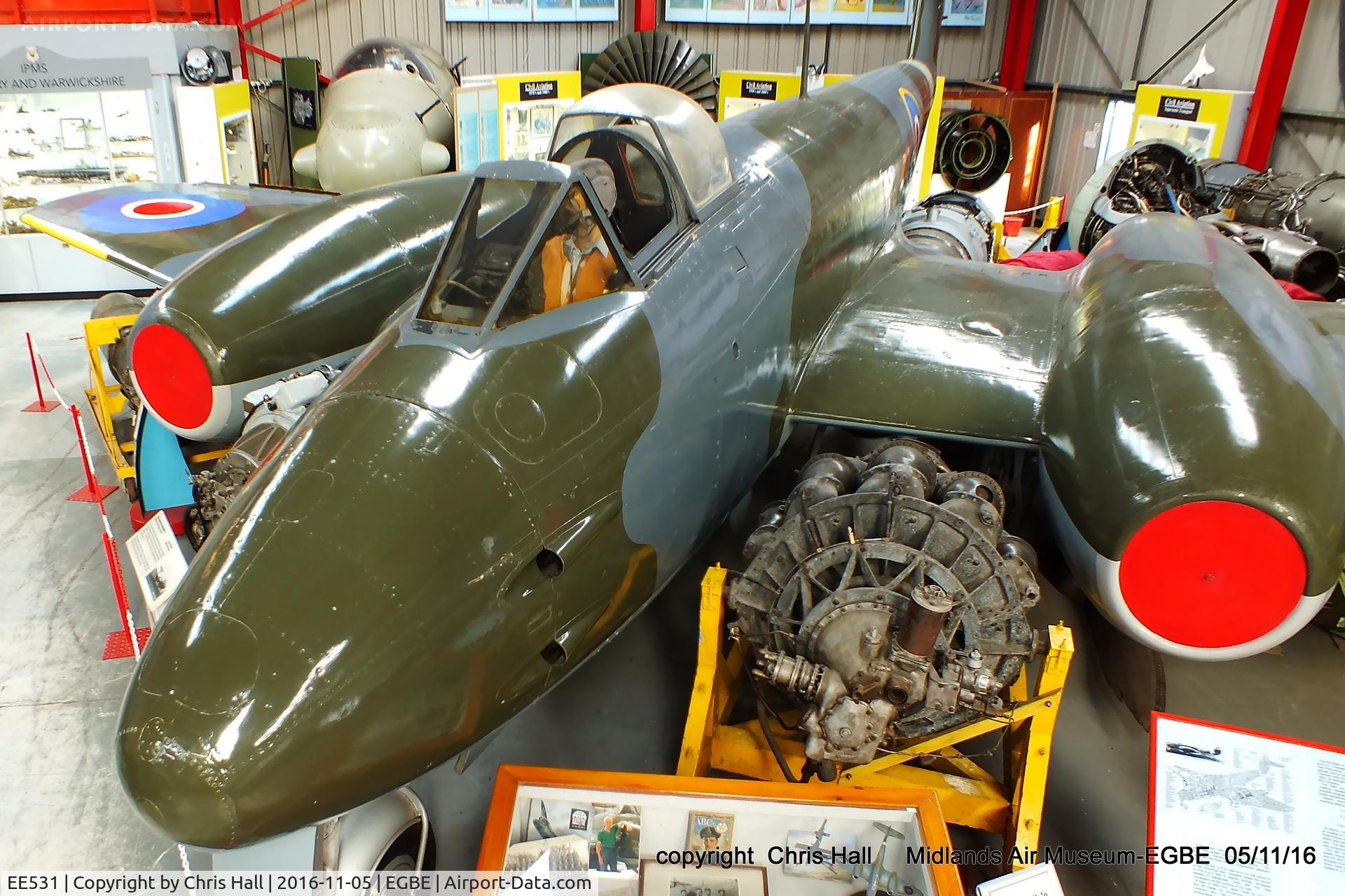 EE531, 1944 Gloster Meteor F.4 C/N Not found EE531, preserved at the Midland Air Museum