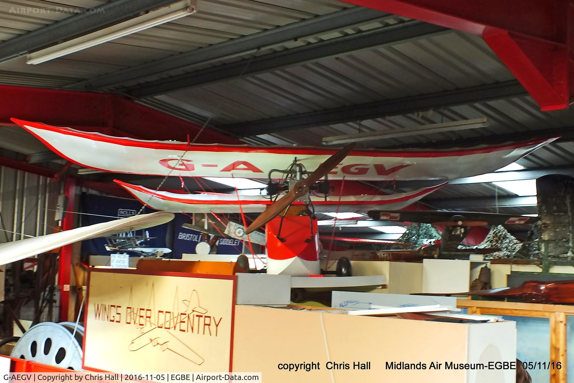 G-AEGV, Mignet HM.14 Pou-du-Ciel C/N EMAC1, preserved at the Midland Air Museum