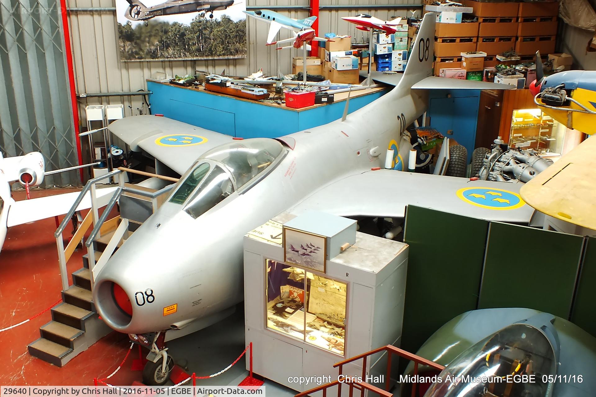 29640, Saab J-29F Tunnan C/N 29640, preserved at the Midland Air Museum