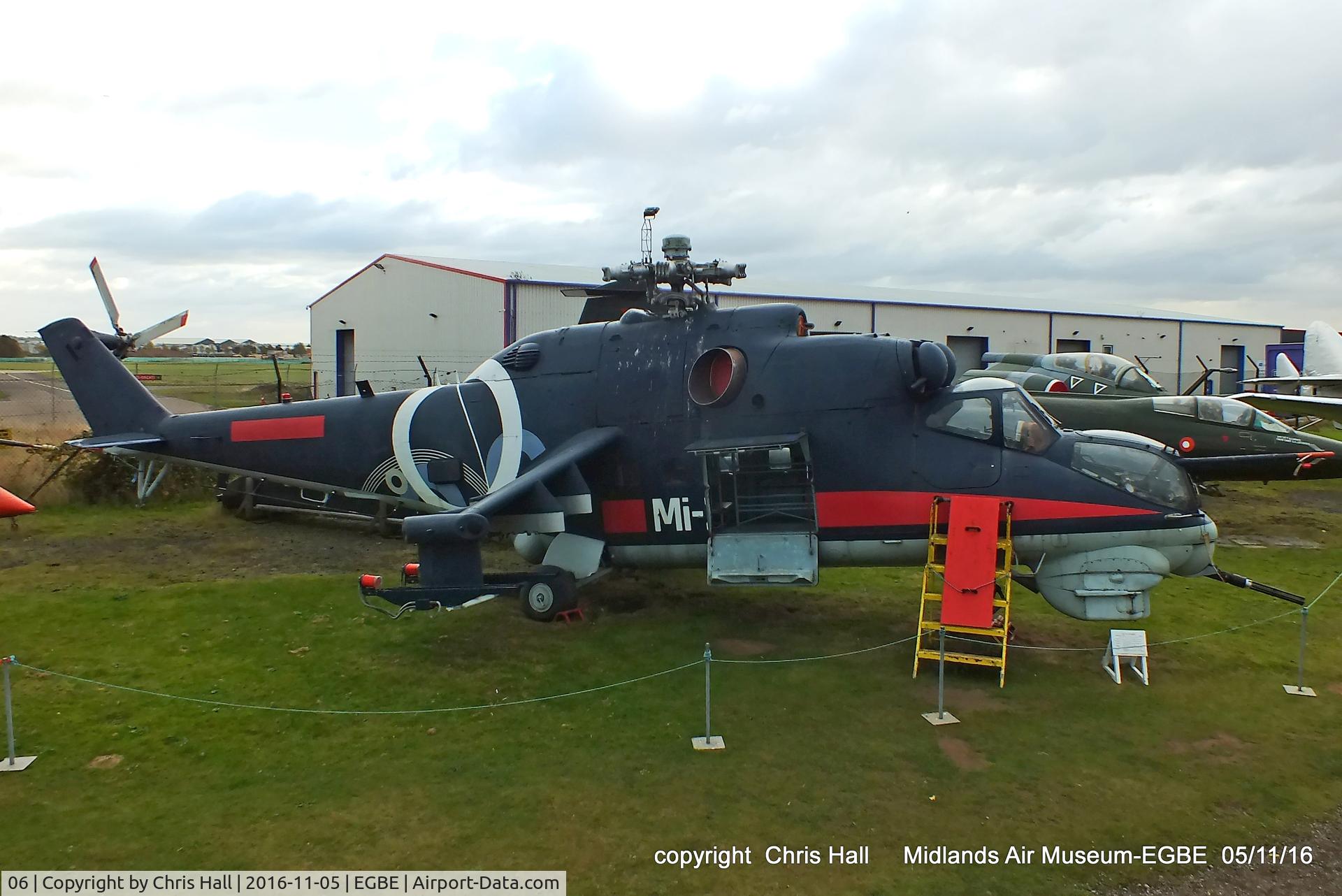 06, Mil Mi-24D Hind D C/N 353246405029, preserved at the Midland Air Museum