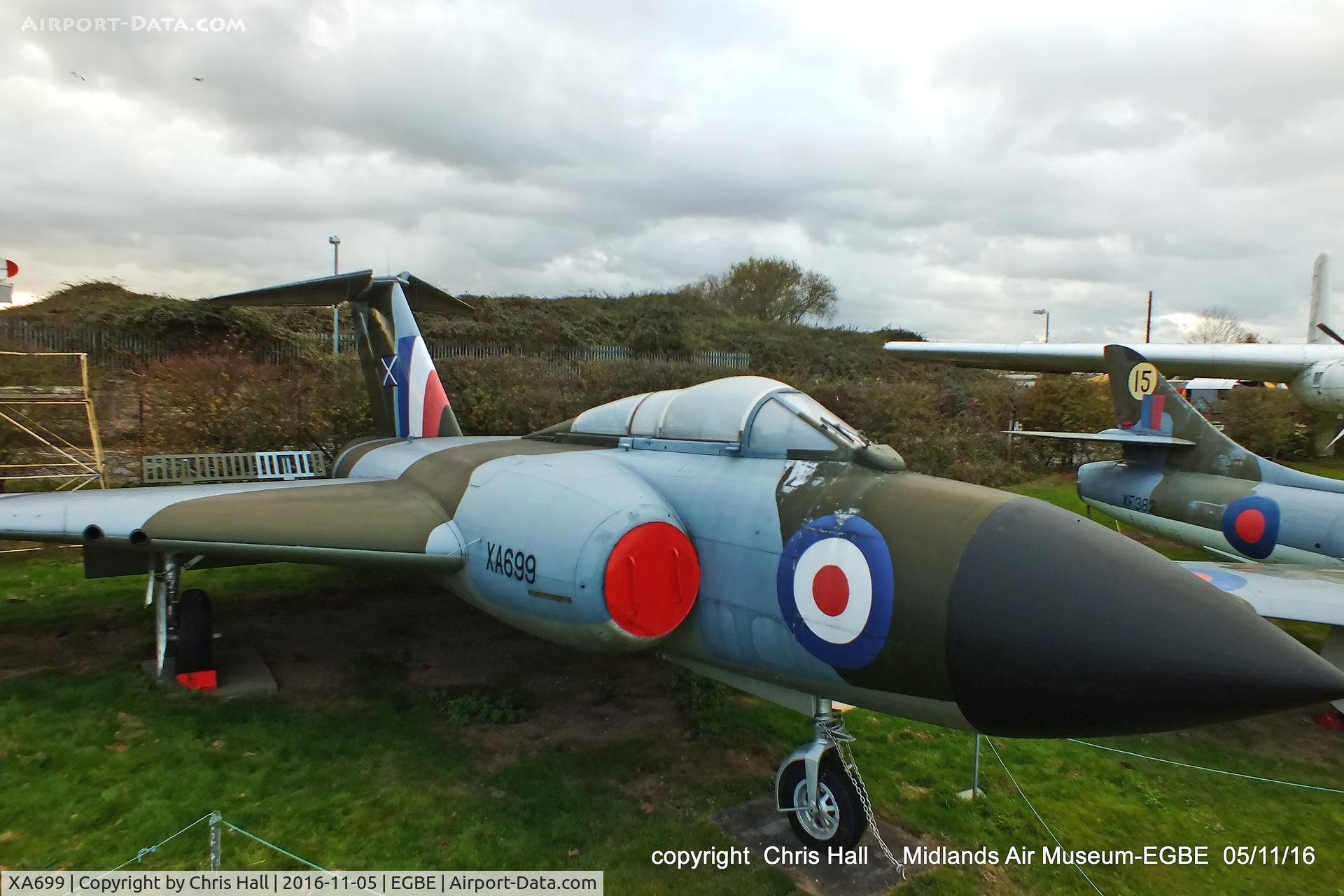 XA699, 1957 Gloster Javelin FAW.5 C/N Not found XA699, preserved at the Midland Air Museum