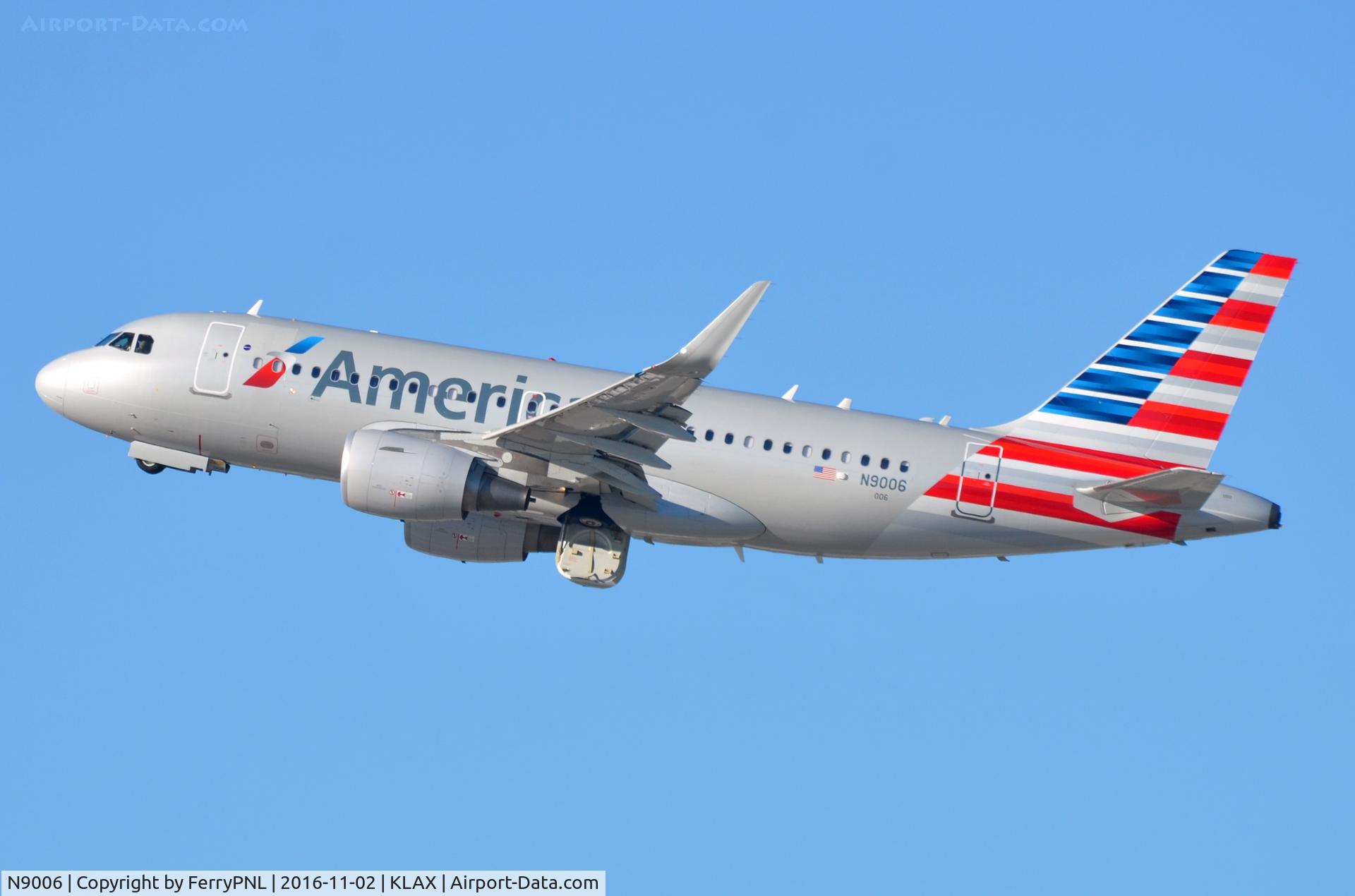 N9006, 2013 Airbus A319-115 C/N 5761, American A319 taking-off from LAX.
