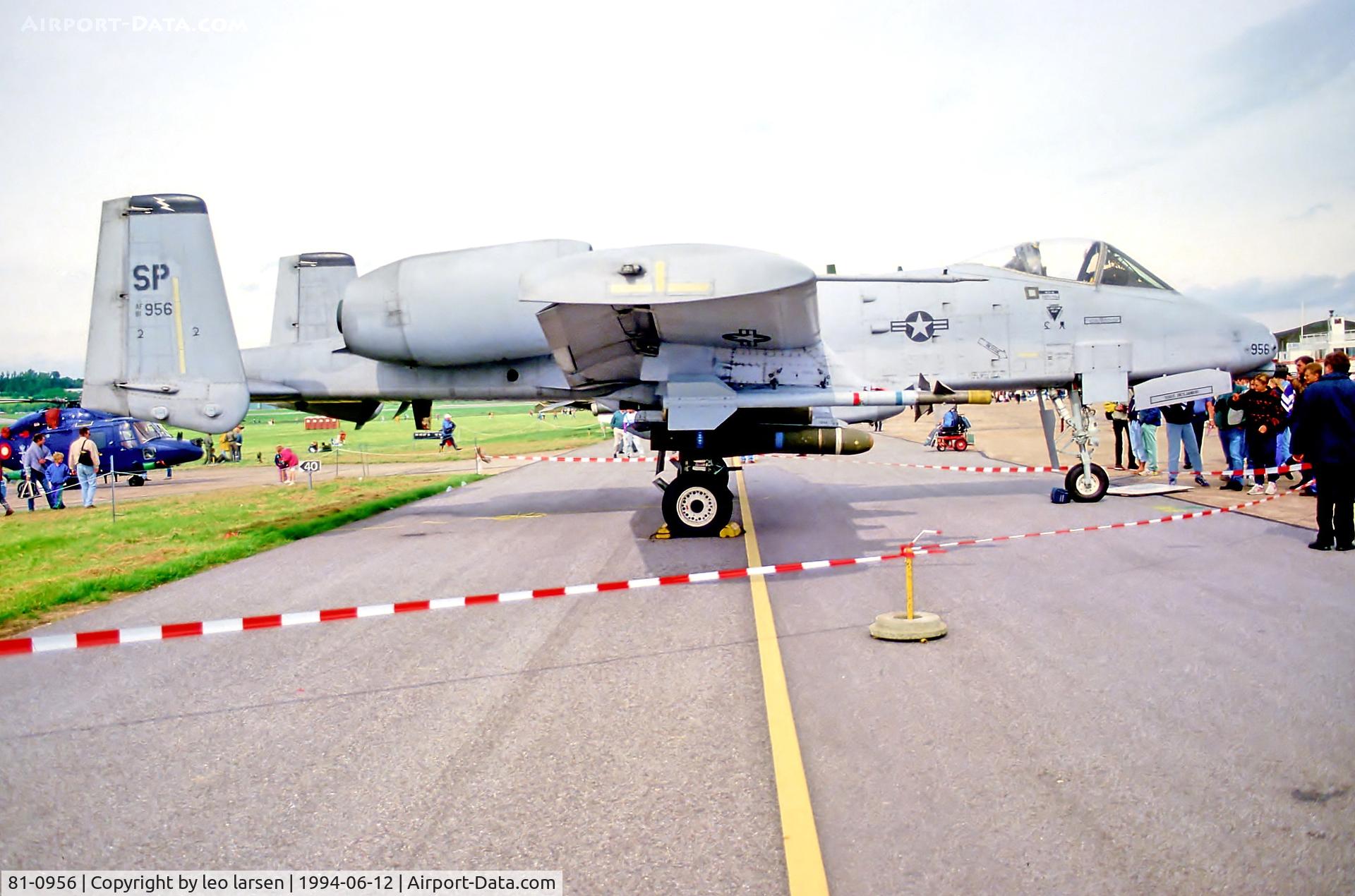 81-0956, 1981 Fairchild Republic A-10A Thunderbolt II C/N A10-0651, Vaerloese Air Base 12.6.94