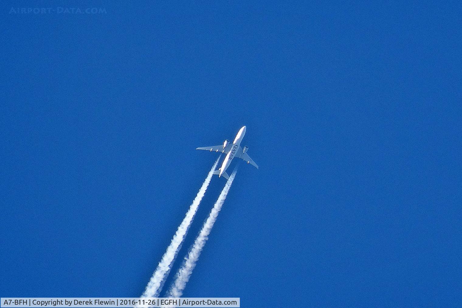 A7-BFH, 2015 Boeing 777-FDZ C/N 42298, 777-FDZ, call sign QTR8142, Qatar Airways Doha Hamad International Airport Qatar based, seen at 36975' agl speed 429 knots. Out of Chicago O'Hare International Airport en-route to Luxembourg Findel Airport.
