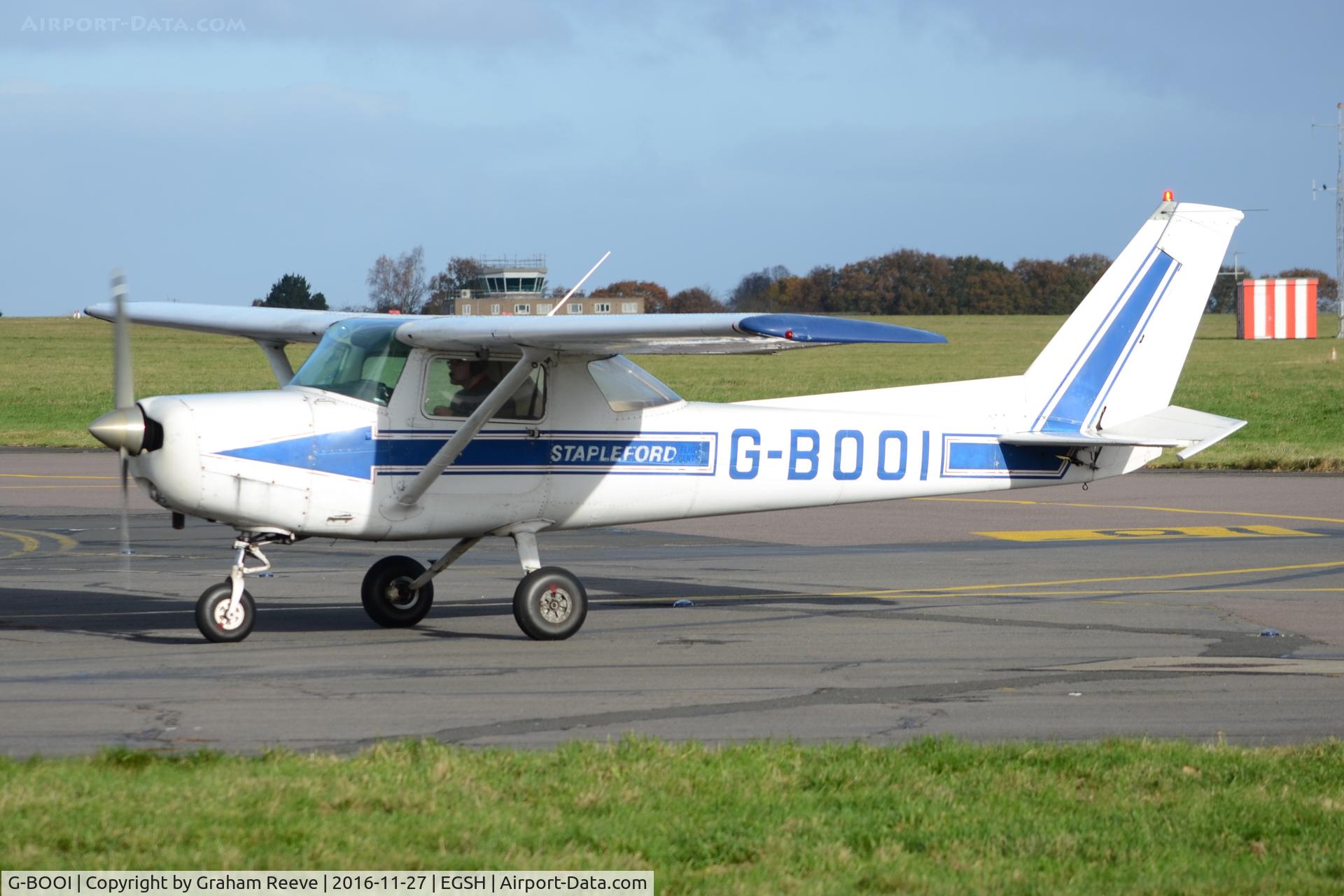 G-BOOI, Cessna 152 C/N 152-80751, Just landed at Norwich.