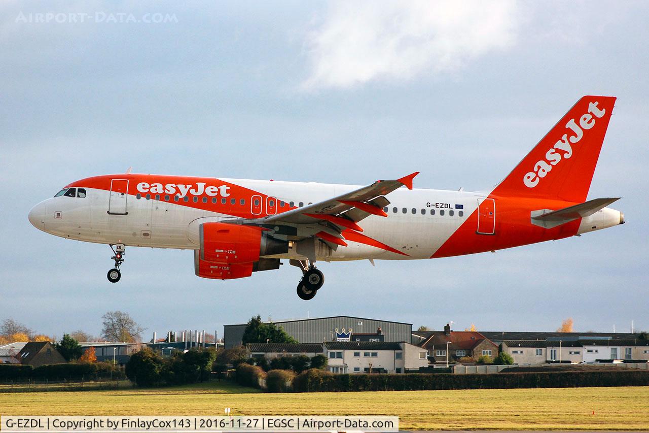 G-EZDL, 2008 Airbus A319-111 C/N 3569, Arriving as U29007 at Cambridge (CBG) from London (LTN)